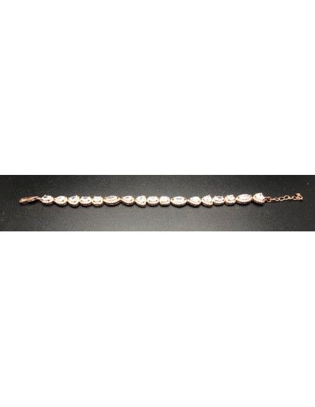 Pulsera cristal y circonitas oro rosa