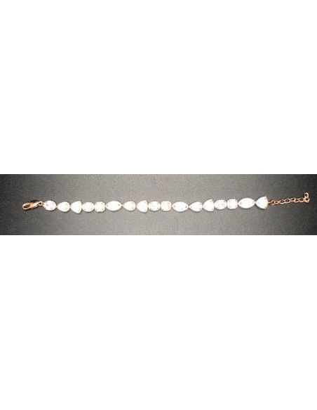 Pulsera cristal y circonitas oro rosa