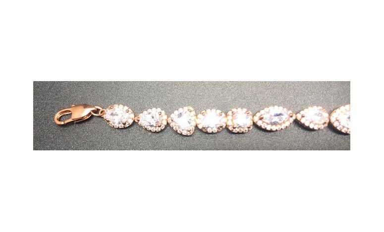Pulsera cristal y circonitas oro rosa