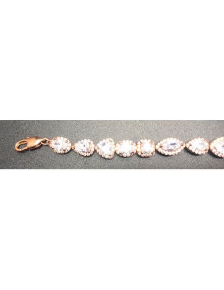 Pulsera cristal y circonitas oro rosa