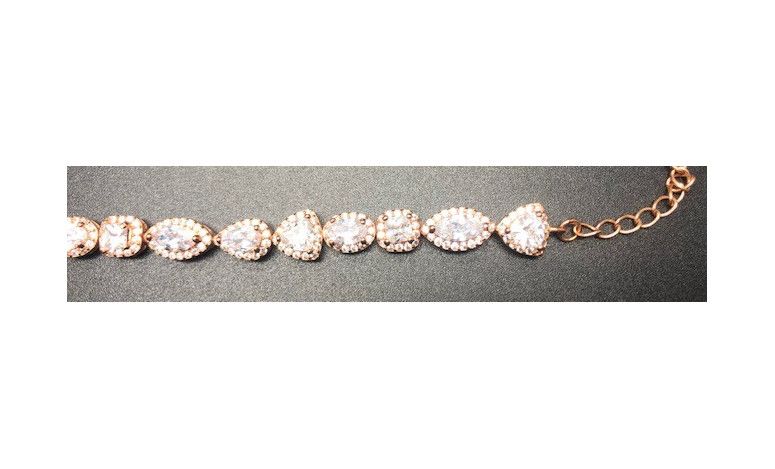Pulsera cristal y circonitas oro rosa