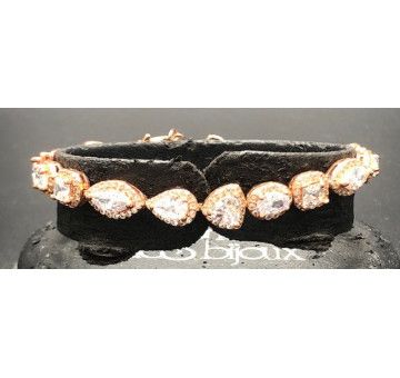 Pulsera cristal y circonitas oro rosa
