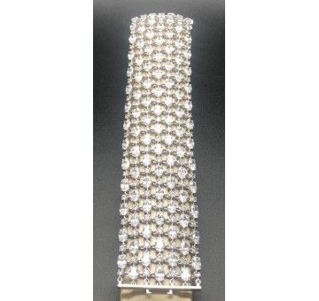 Pulsera plata ancha cristales y circonios 2