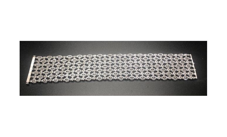 Pulsera plata ancha cristales y circonios