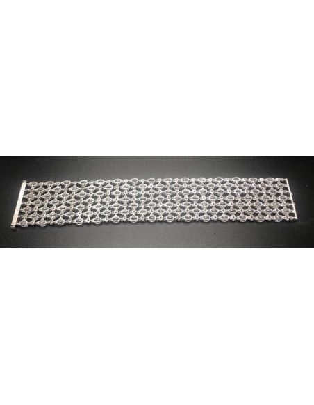 Pulsera plata ancha cristales y circonios