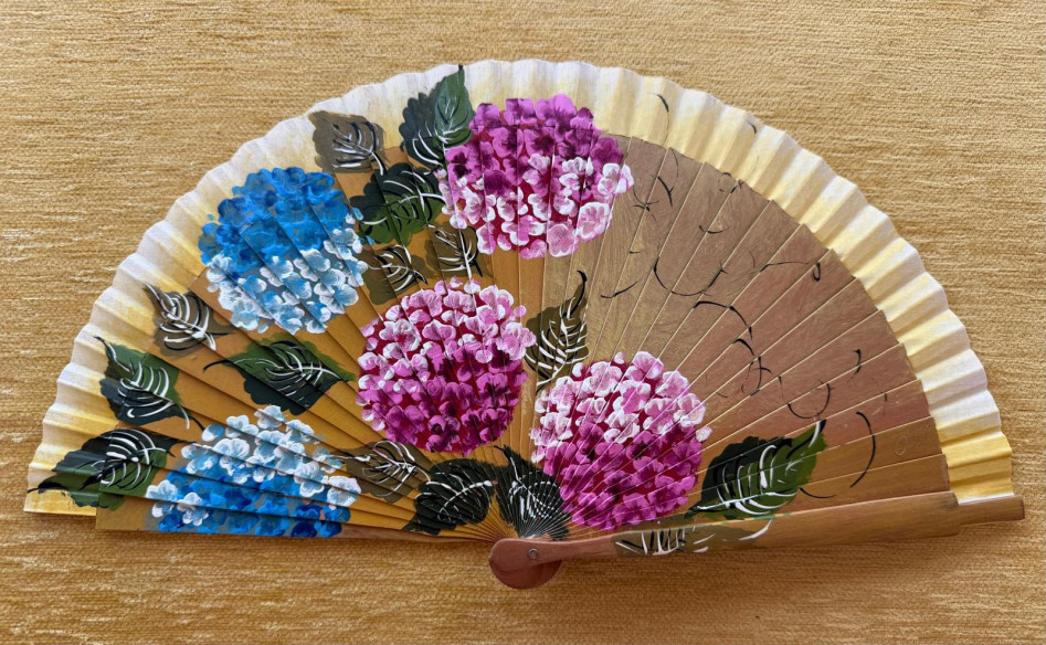 Abanico hortensias peral