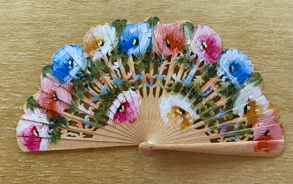 Abanico baraja peral calado flores