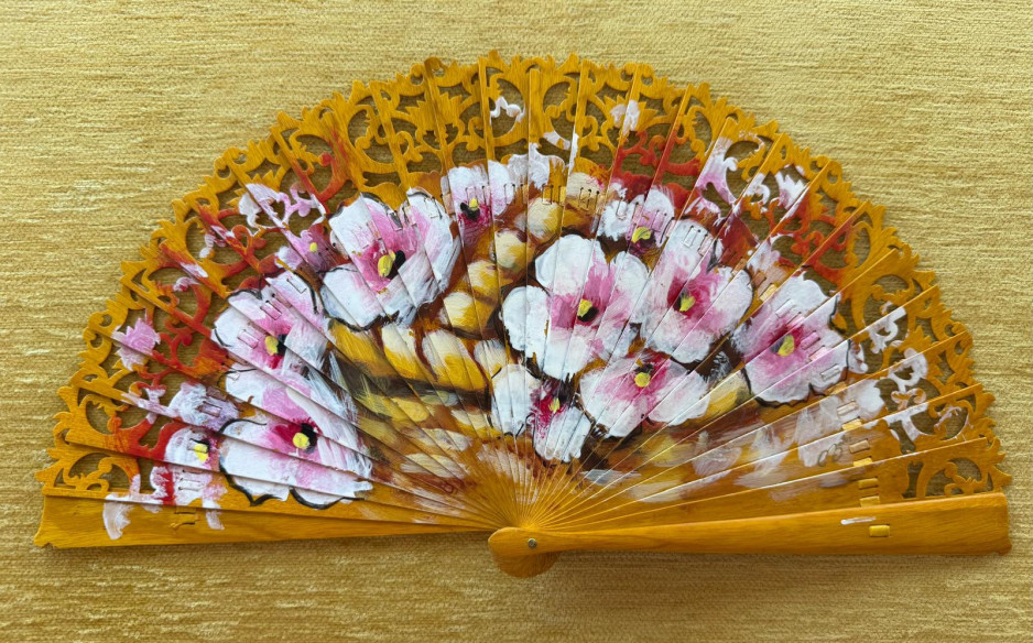 Abanico baraja peral calado flores