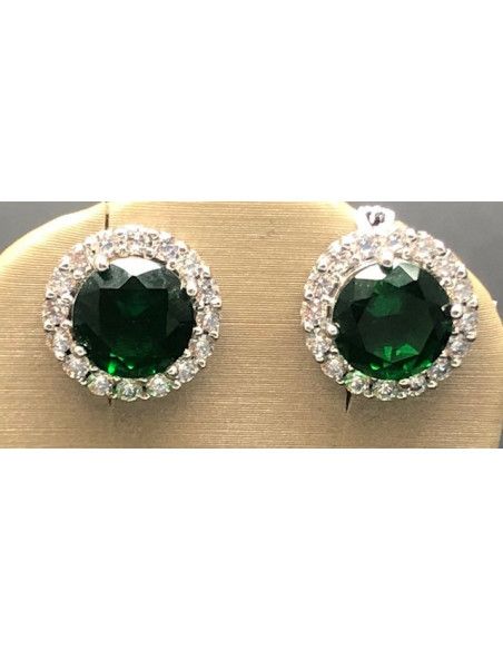 Pendiente esmeralda plata