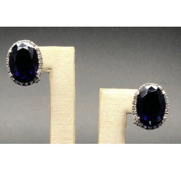 Pendiente zafiro plata 2