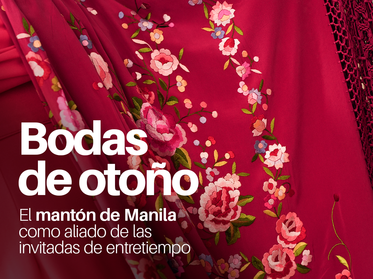 Bodas de otoño: el mantón de Manila como aliado de las invitadas de entretiempo